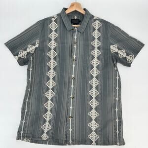Pendleton Aloha Shirt Mens Large Storm Green Stripe Short Sleeve Button Cotton
